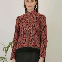 Kaanchie Nanggia Black Wool Self Design Jacket-image-54