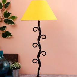 Devansh Yellow & Black Solid Traditional Bedside Table Lamp with Shade-30