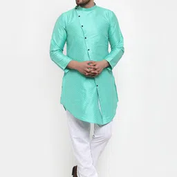 KLOTTHE Men Green Ethnic Motifs Kurta-image-55