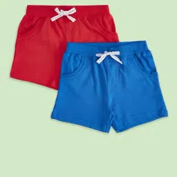 Pantaloons Baby Kids Red & Blue Cotton Regular Fit Shorts (Pack of 2)-picture-2