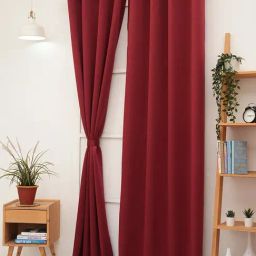 Ariana Zebra Solid Maroon Polyester 9 ft Long Door Curtain-image-27