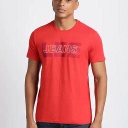 Lee Red Cotton Slim Fit Printed T-Shirt-image-19