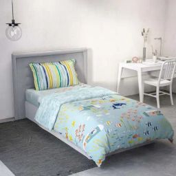 DDecor Printed Blue 136 TC Cotton Single Bedding Set-image-86