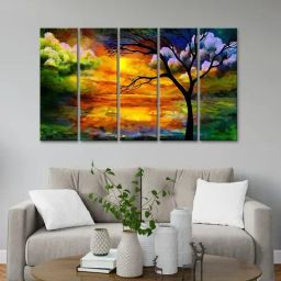 999Store Printed Multicolor MDF 5 Panels Wall Art-image-68