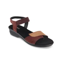 Metro Women Brown & Beige Colourblocked Leather Comfort Heels-29