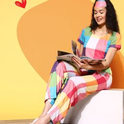 Berrylush Women Checked Night suit-image-17