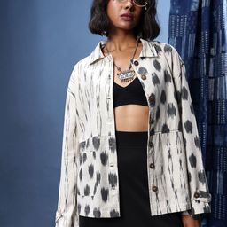Taavi Ikat Printed Button Shrug-55