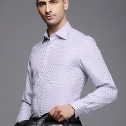 Louis Philippe Classic Textured Self Design Pure Cotton Wrinkle Free Formal Shirt-image-64