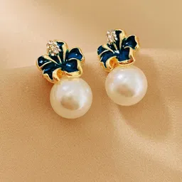 Krelin Gold-Plated Pearls Studded Elegant Floral Studs-image-63