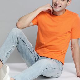 Mast  Harbour Men Orange Pure Cotton Solid Pure Cotton T-shirt-image-85
