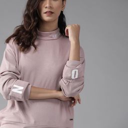Roadster Women Mauve Solid Sweatshirt with Velcro Detail & Waist Tie-Ups-image-78
