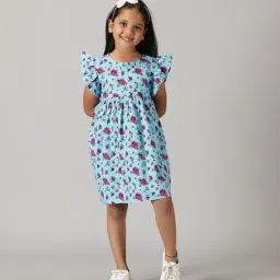 Kiddopanti Kids Aqua Blue Printed Dress-image-57