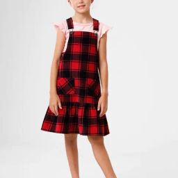 Kate & Oscar Kids Red & Black Cotton Chequered Dungaree-image-75