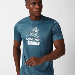 Reebok Blue Slim Fit Printed Sports T-Shirt-image-39