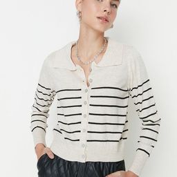 Trendyol Beige Striped Shirt Style Top-picture-44