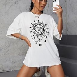 PWTI Women Graphic Printed Round Neck Cotton Oversized T-shirt-image-66