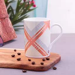 CLAY CRAFT White & Orange Printed Ceramic Milk Mug-39