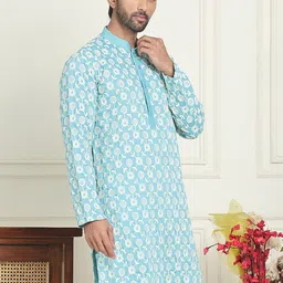 Jompers Men Floral Embroidered Chikankari Floral Kurta-picture-46