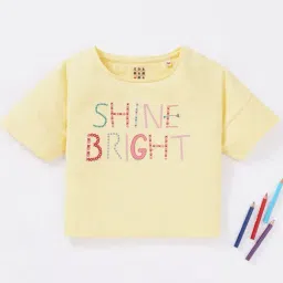 Ed-a-Mamma Kids Yellow Cotton Printed T-Shirt-image-63