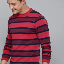 Mast & Harbour Men Red Striped Pullover Sweater-image-90