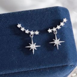 Estailo fashion Silver-Plated Bling Blogger Artificial Stone Star Shaped Studs-49