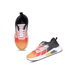 PENNEN Boys Orange & White Printed Lace Up Round Toe Mesh Sneakers-picture-19