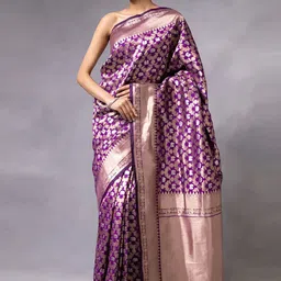 Aldwych Ethnic Motifs Printed Zari Banarasi Saree-picture-28
