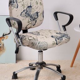 Cortina Set Of 4 Cream-Coloured & Blue Floral Printed Chair Cover-0