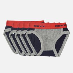 TINY HUG Infant Boys Grey Melange & Navy Blue Colourblocked Cotton Basic Briefs-54