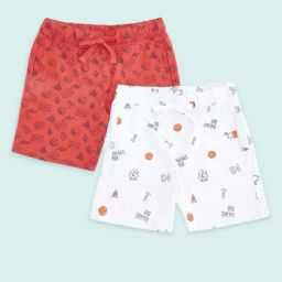 Pantaloons Baby Kids Red & White Cotton Printed Shorts-image-47
