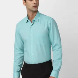 Peter England Blue Slim Fit Texture Shirt-picture-41