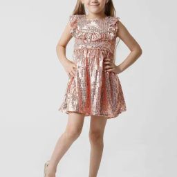 Kate & Oscar Kids Rose Gold Embellished Dress-image-95