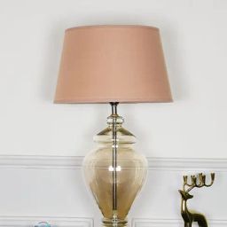 Kapoor Lamp Shades Champagne & Pink Glass Syracuse Cotton Shade Table Lamp-45