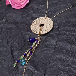 Madame Rosegold-Toned & Green Multi Charm Drop Necklace-41
