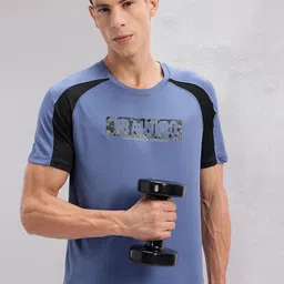 HRX by Hrithik Roshan Typography Printed Rapid-Dry Training T-shirt with Panelling Detail-image-74