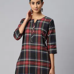 One Femme Checked Pure Cotton Kurti-picture-54