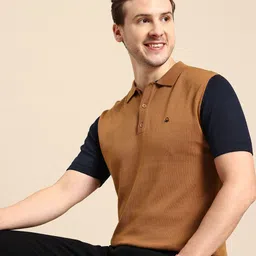 United Colors of Benetton Pure Cotton Contrast Sleeves Polo Collar Pullover-picture-4
