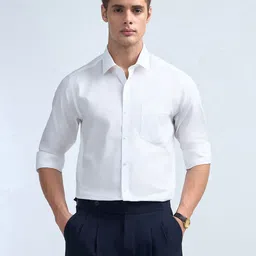 Arrow Men Slim Fit Solid Spread Collar Pure Cotton Formal Shirt-picture-11