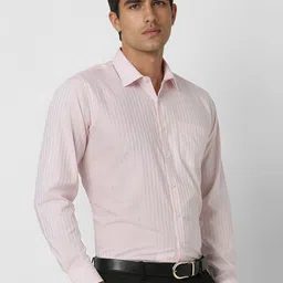 Van Heusen Men Slim Fit Spread Collar Vertical Striped Cotton Formal Shirt-picture-28