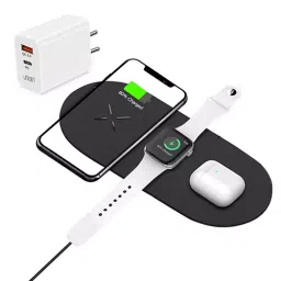 UNIGEN Unidock 3 in 1 USB Type C Wireless  20 W Black Charging Mat Station With Adapter, UD300BK_AD-10