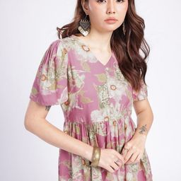 Anouk Rustic V-Neck Floral Printed A-Line Kurti-picture-48