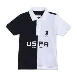 U.S. Polo Assn. Kids White & Black Cotton Color Block Polo T-Shirt-picture-18