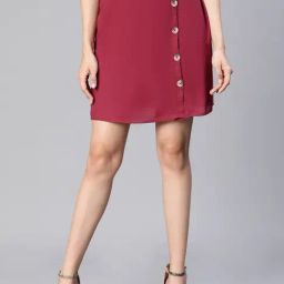 Oxolloxo Maroon Above Knee Skirt-image-94