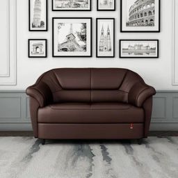 Durian Berry 55001 Contemporary Quilted Dark Brown Premium Leatherette 2 Seater Sofa-image-12