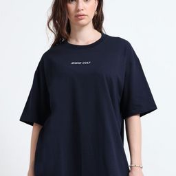 RHINO CULT Brand Logo Printed Drop-Shoulder Sleeves Round Neck Cotton Oversized T-shirt-image-3