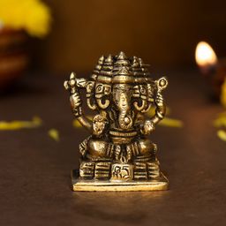 Ekhasa Gold-Toned Panchamukhi Ganesh Idol Ganesha Showpiece-image-93
