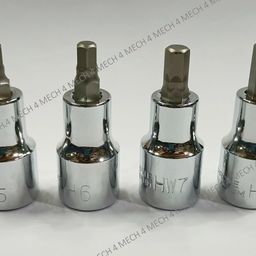 4 mech CRV 1/2" Drive Allen Hex Bit Socket, Heavy Duty use, Workshop, Garages, Chrome Vanadium Steel, Rust Free Hardened and Tempered, Anti-Slip & Anti-Corrosion properties (5 + 6 + 7 + 8 MM) image 3