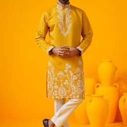 SOJANYA LUXE Floral Embroidered Mandarin Collar Straight Kurta-picture-14