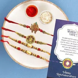 CraftVatika Set Of 4 Peacock & Krishna Brother & Bhabhi Rakhi Combo-47