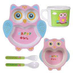 Sanjary Bamboo Tableware Owl Shape - Brown-1